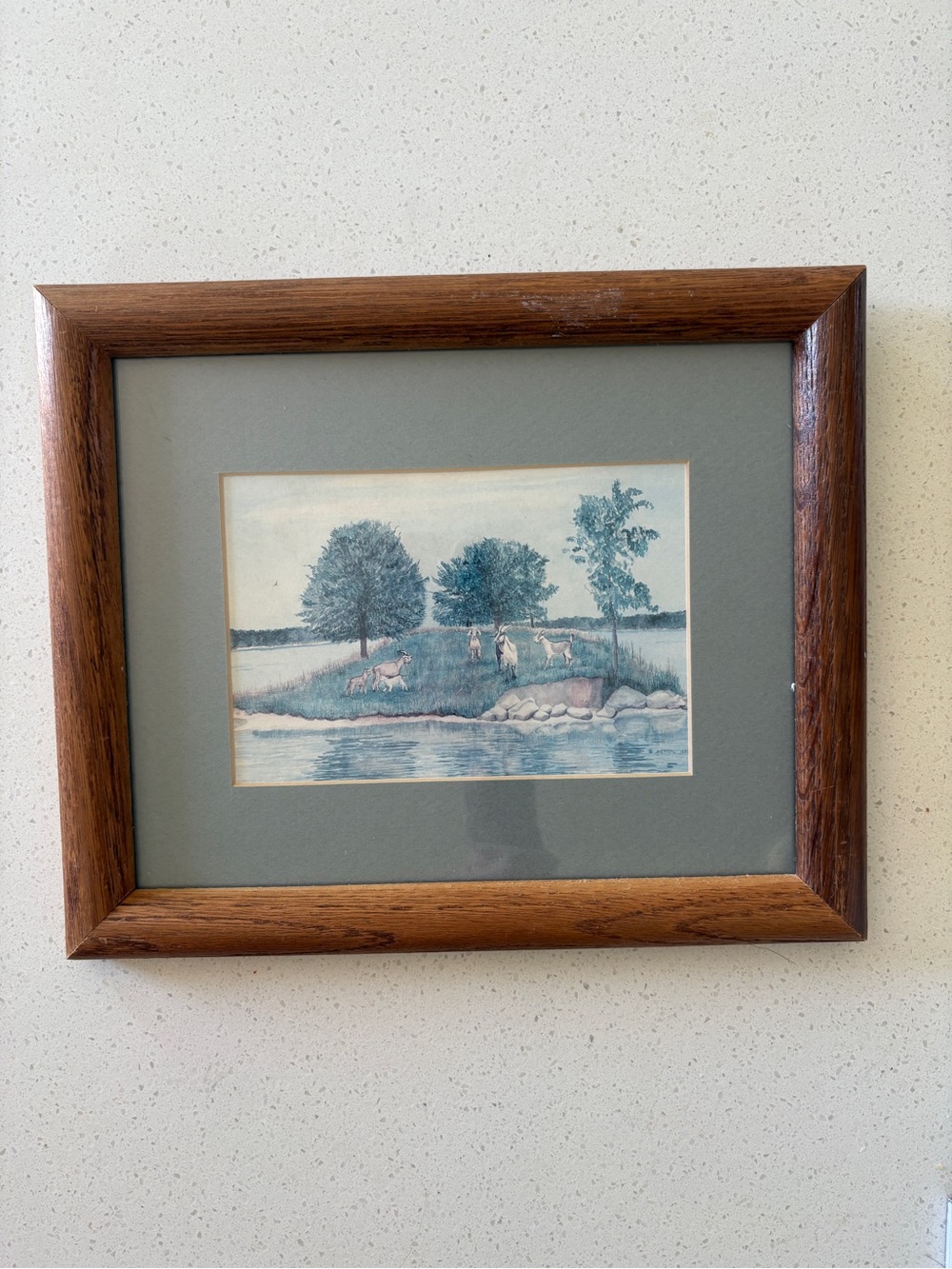 Vintage Wall Art Print of Goats Country Cottage Farmhouse Gallery Watercolor